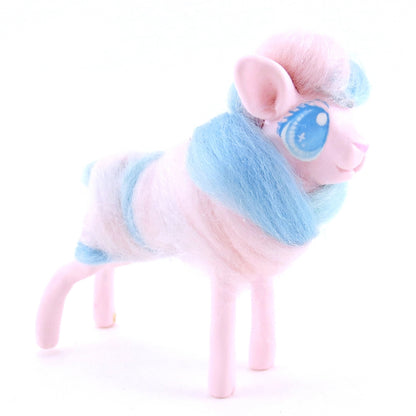 Pink/Blue Swirl Cotton Candy Lamb Figurine - Polymer Clay Easter and Spring Animals