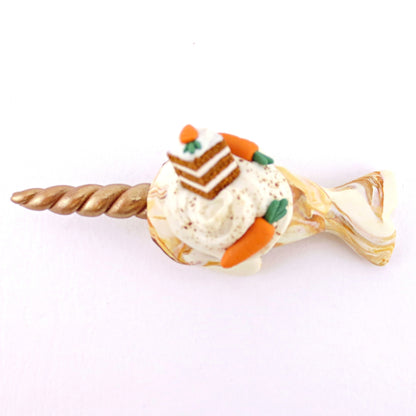 Carrot Cake Narwhal Figurine - Polymer Clay Easter and Spring Animals