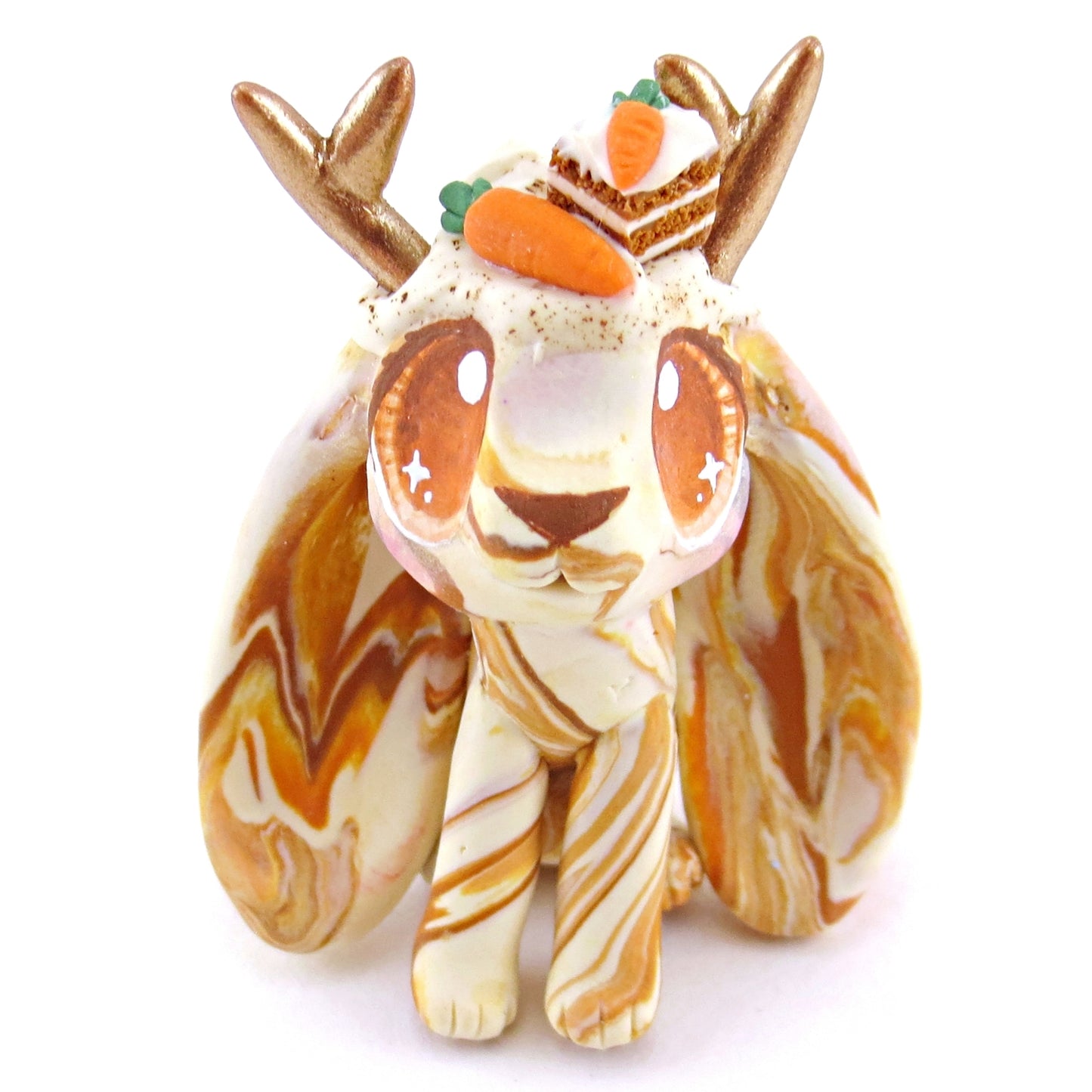 Carrot Cake Jackalope Figurine - Polymer Clay Easter and Spring Animals