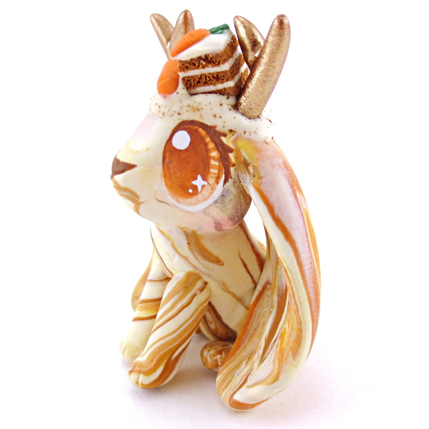 Carrot Cake Jackalope Figurine - Polymer Clay Easter and Spring Animals