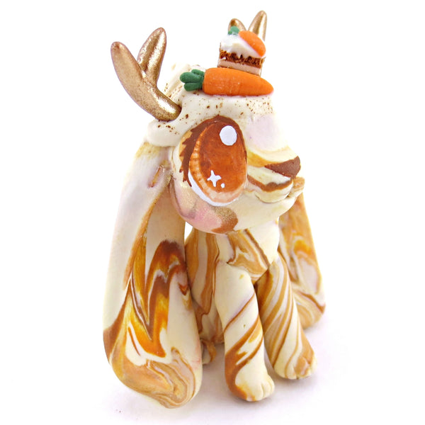Carrot Cake Jackalope Figurine - Polymer Clay Easter and Spring Animals