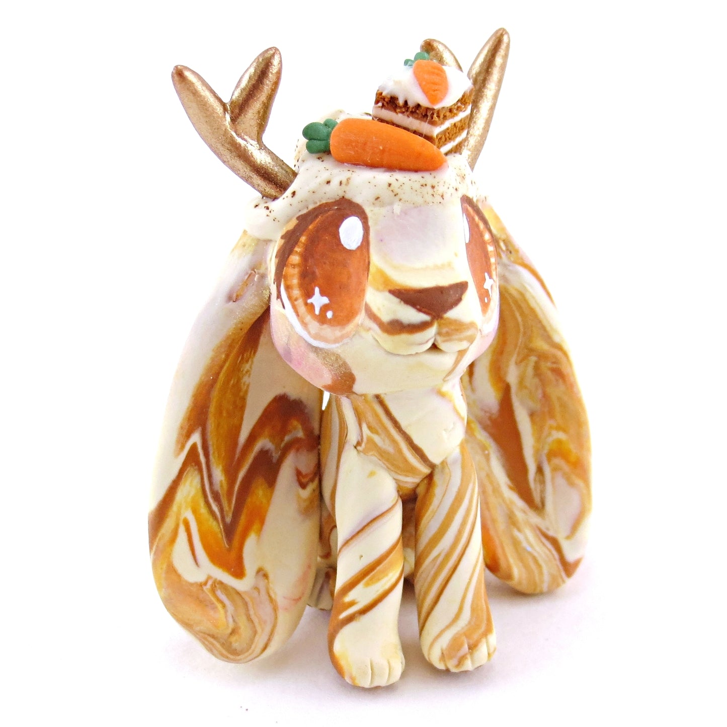 Carrot Cake Jackalope Figurine - Polymer Clay Easter and Spring Animals