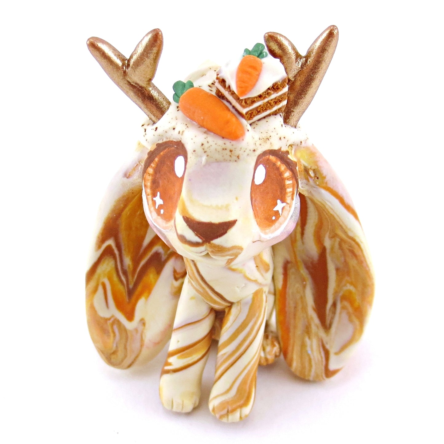 Carrot Cake Jackalope Figurine - Polymer Clay Easter and Spring Animals