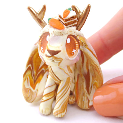 Carrot Cake Jackalope Figurine - Polymer Clay Easter and Spring Animals