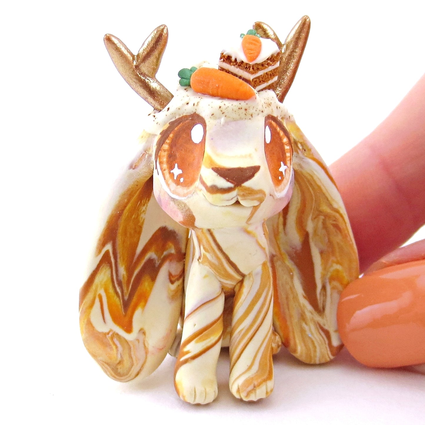 Carrot Cake Jackalope Figurine - Polymer Clay Easter and Spring Animals