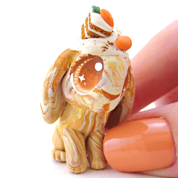Carrot Cake Holland Lop Figurine - Polymer Clay Easter and Spring Animals