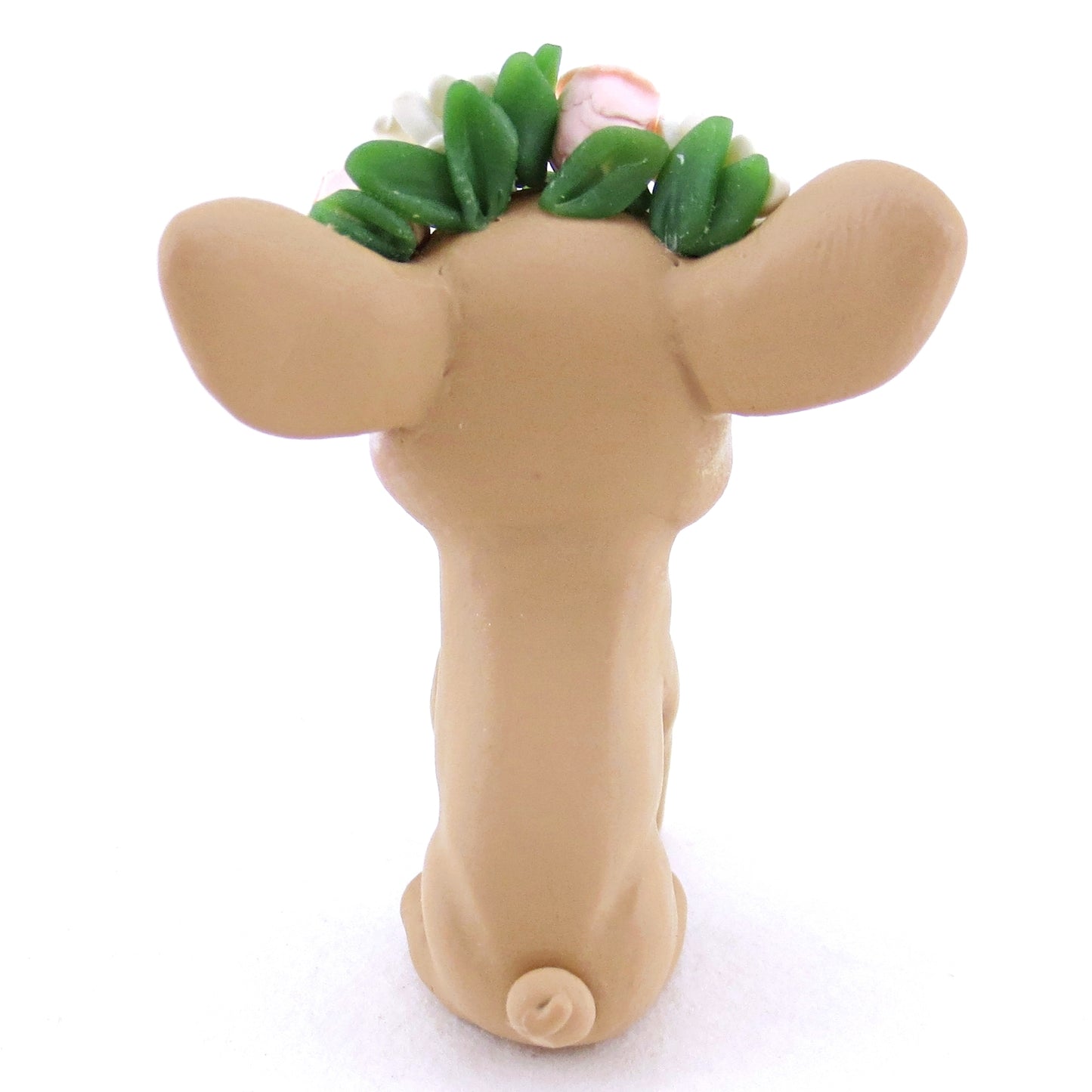 Daisy Rose Crown Brown Pig Figurine - Polymer Clay Easter and Spring Animals