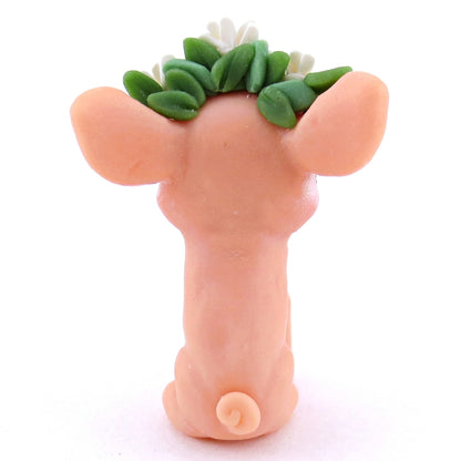 Daisy Crown Pink Pig Figurine - Polymer Clay Easter and Spring Animals