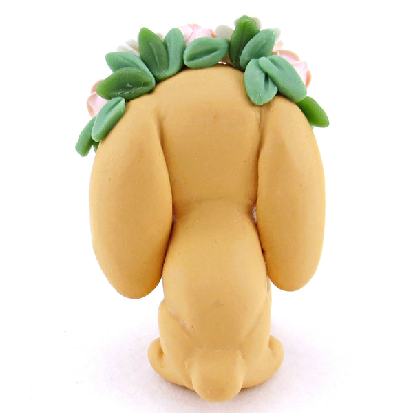 Orange Flower Crown Holland Lop Rabbit Bunny Figurine - Polymer Clay Easter and Spring Animals