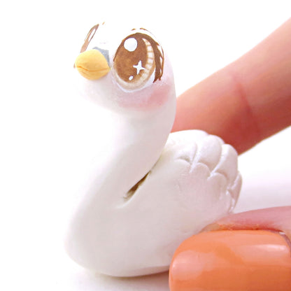 White Swan Bird Figurine - Polymer Clay Easter and Spring Animals