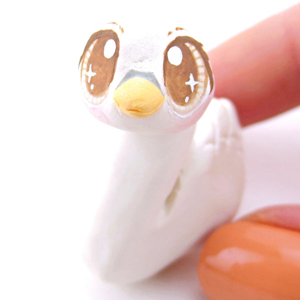 White Swan Bird Figurine - Polymer Clay Easter and Spring Animals