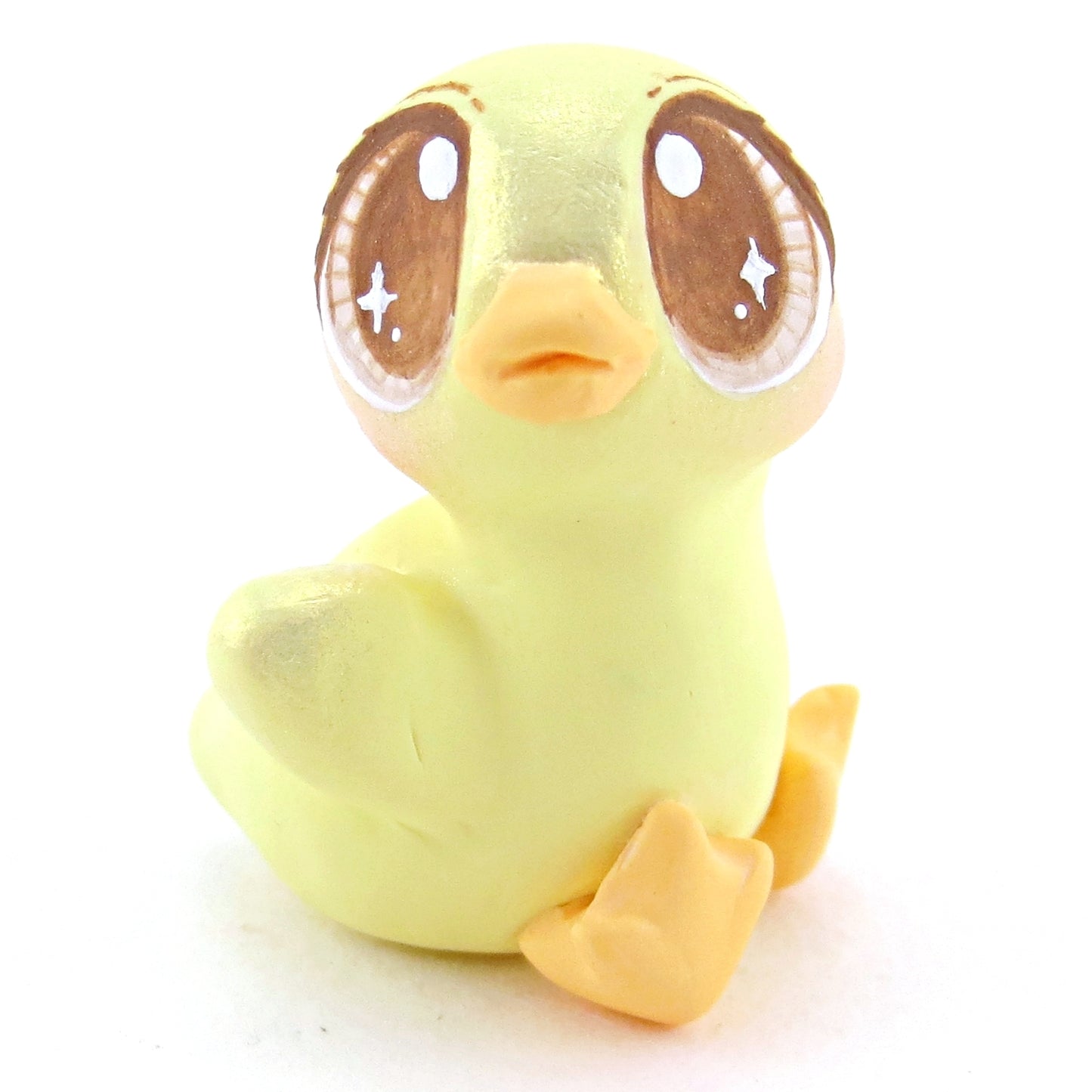 Brown Eyed Baby Duckling Figurine - Polymer Clay Easter and Spring Animals