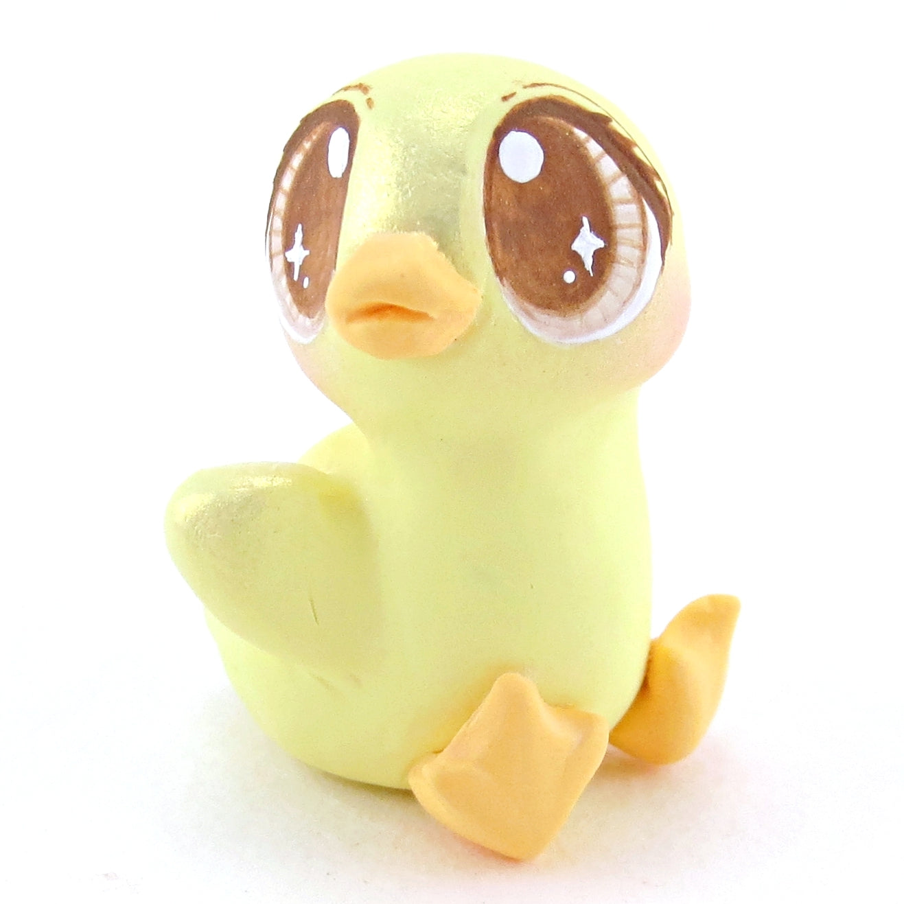 Brown Eyed Baby Duckling Figurine - Polymer Clay Easter and Spring Animals