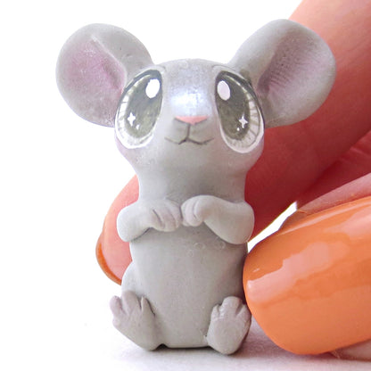 Little Grey Mouse Figurine - Polymer Clay Easter and Spring Animals