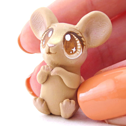 Little Brown Mouse Figurine - Polymer Clay Easter and Spring Animals