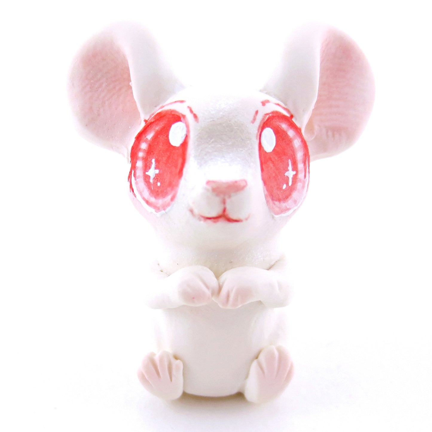 Little White Albino Mouse Figurine - Polymer Clay Easter and Spring Animals