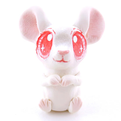 Little White Albino Mouse Figurine - Polymer Clay Easter and Spring Animals