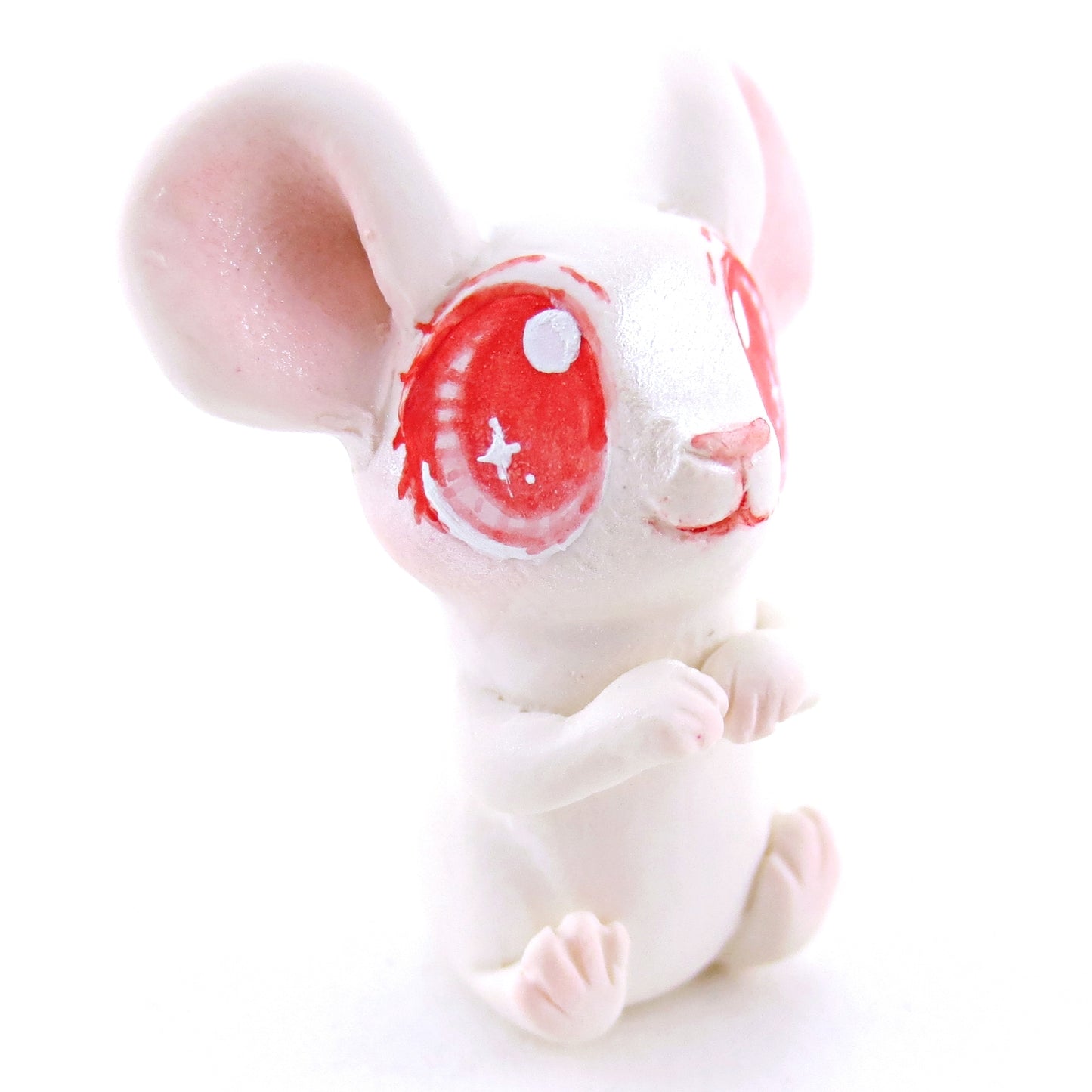 Little White Albino Mouse Figurine - Polymer Clay Easter and Spring Animals