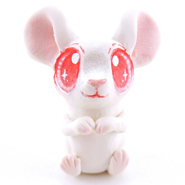 Little White Albino Mouse Figurine - Polymer Clay Easter and Spring Animals