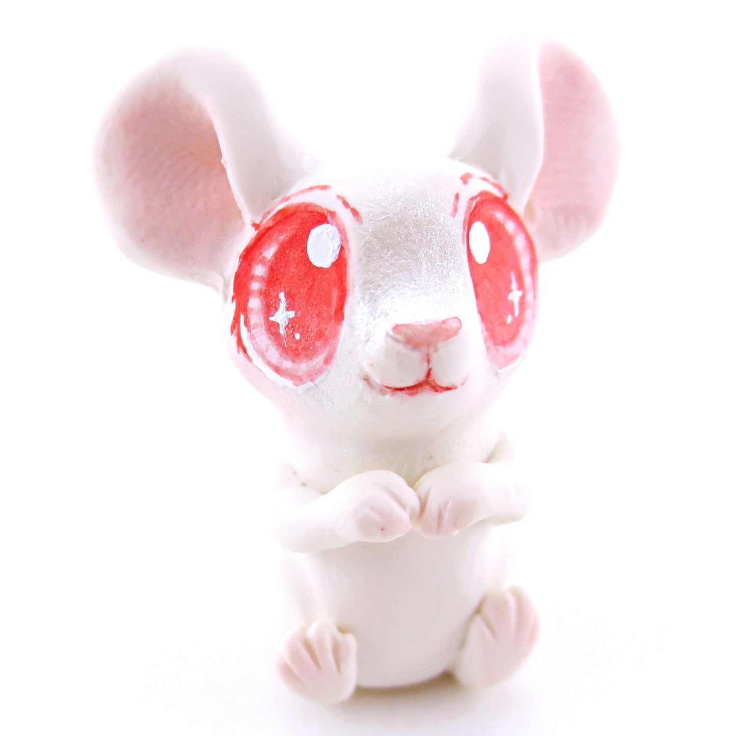 Little White Albino Mouse Figurine - Polymer Clay Easter and Spring Animals