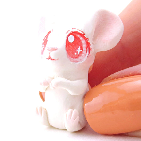 Little White Albino Mouse Figurine - Polymer Clay Easter and Spring Animals