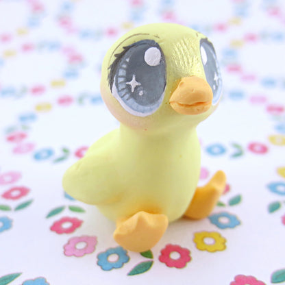 Blue Eyed Baby Duckling Figurine - Polymer Clay Easter and Spring Animals