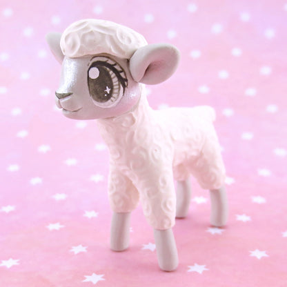 White Baby Lamb Sheep Figurine - Polymer Clay Easter and Spring Animals