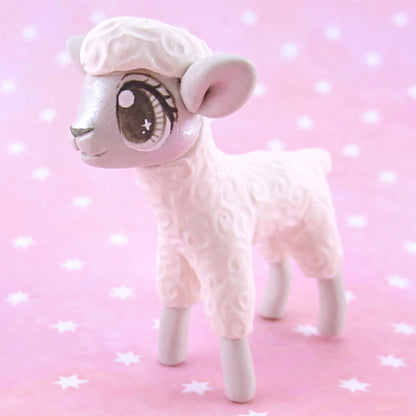 White Baby Lamb Sheep Figurine - Polymer Clay Easter and Spring Animals