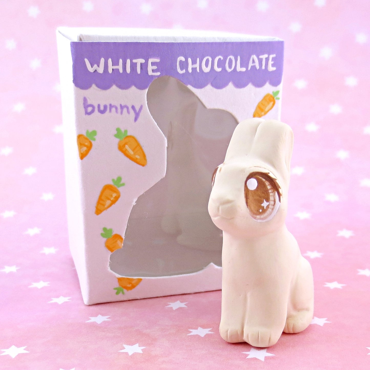 White Chocolate Easter Bunny Figurine - Polymer Clay Easter and Spring Animals