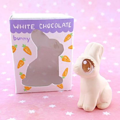 White Chocolate Easter Bunny Figurine - Polymer Clay Easter and Spring Animals