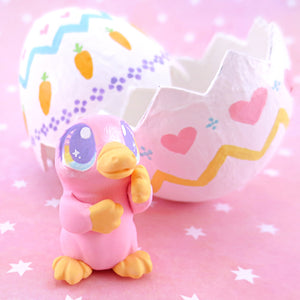 Pink Easter Egg Platypus Figurine - Polymer Clay Easter and Spring Animals