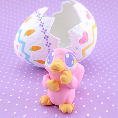 Pink Easter Egg Platypus Figurine - Polymer Clay Easter and Spring Animals