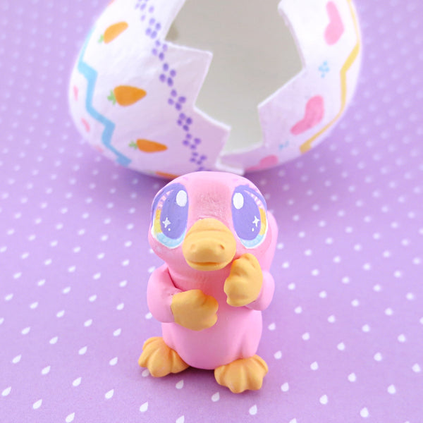 Pink Easter Egg Platypus Figurine - Polymer Clay Easter and Spring Animals