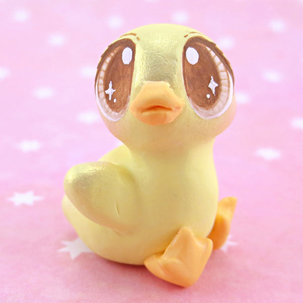 Brown Eyed Baby Duckling Figurine - Polymer Clay Easter and Spring Animals