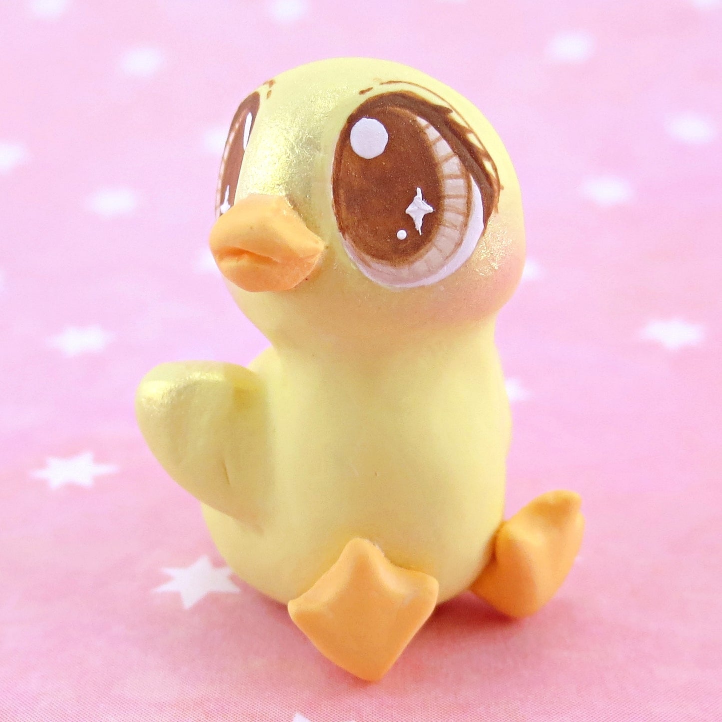 Brown Eyed Baby Duckling Figurine - Polymer Clay Easter and Spring Animals