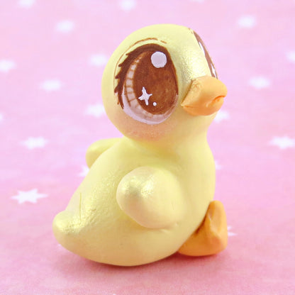 Brown Eyed Baby Duckling Figurine - Polymer Clay Easter and Spring Animals