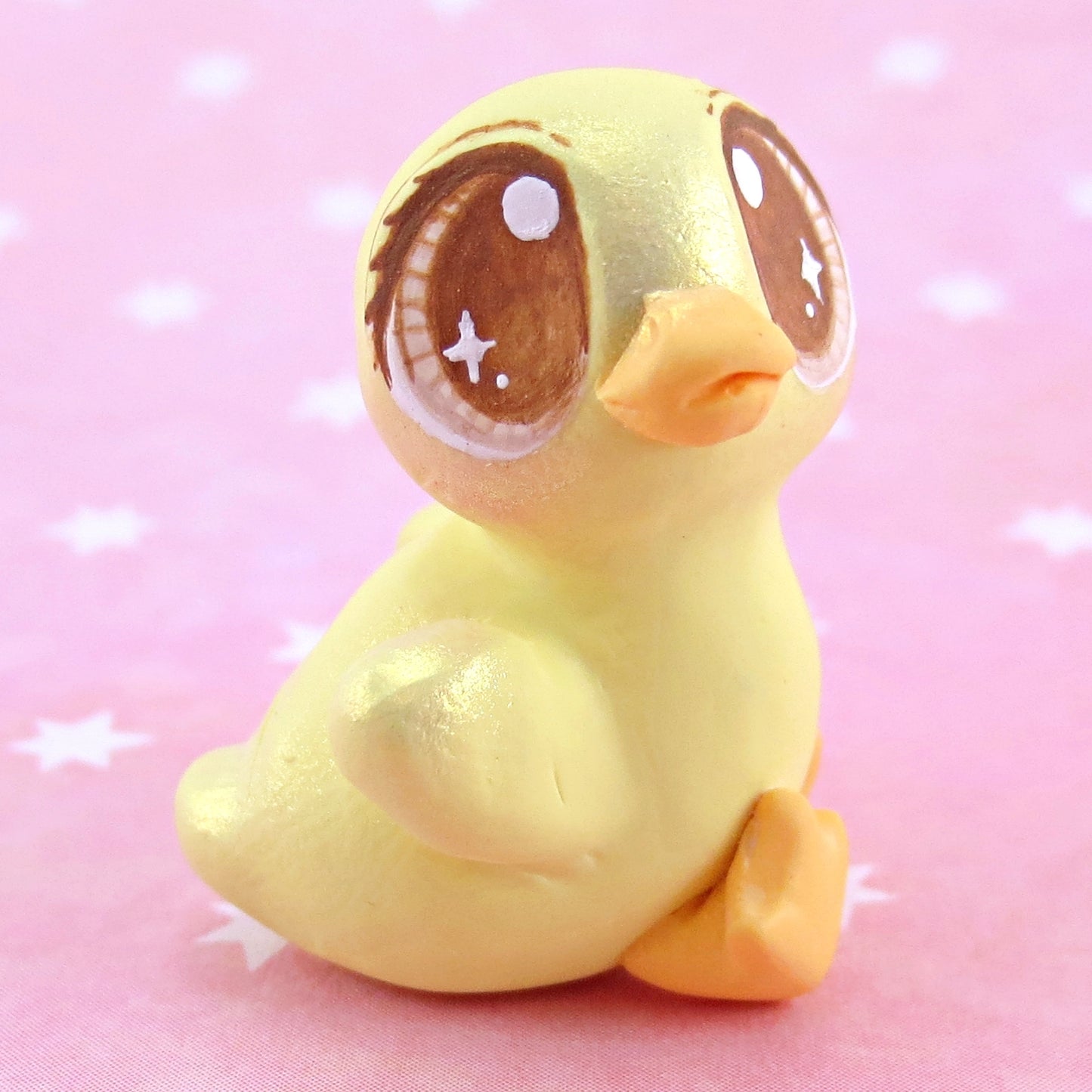 Brown Eyed Baby Duckling Figurine - Polymer Clay Easter and Spring Animals