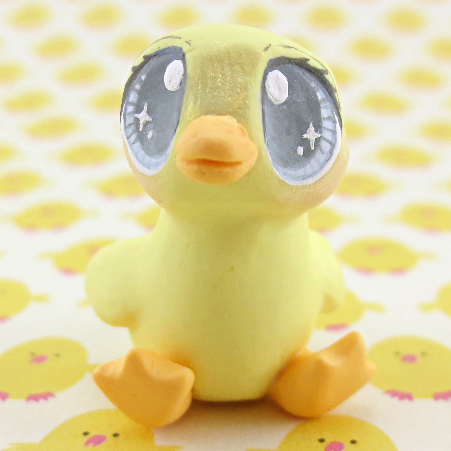 Blue Eyed Baby Duckling Figurine - Polymer Clay Easter and Spring Animals