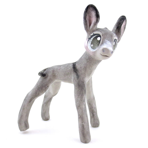 Grey/Blue Eyed Donkey Figurine - Polymer Clay Spring and Easter Animals