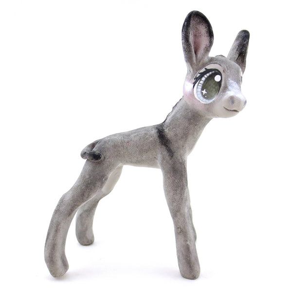 Grey/Blue Eyed Donkey Figurine - Polymer Clay Spring and Easter Animals