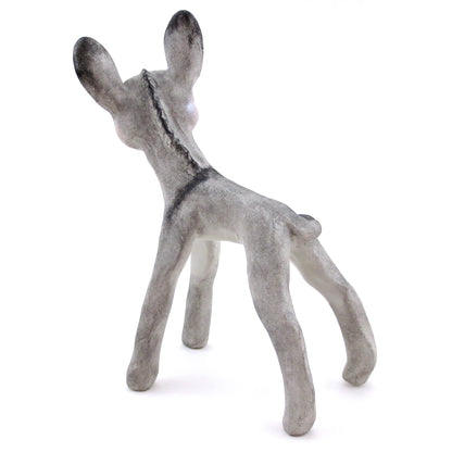 Grey/Blue Eyed Donkey Figurine - Polymer Clay Spring and Easter Animals