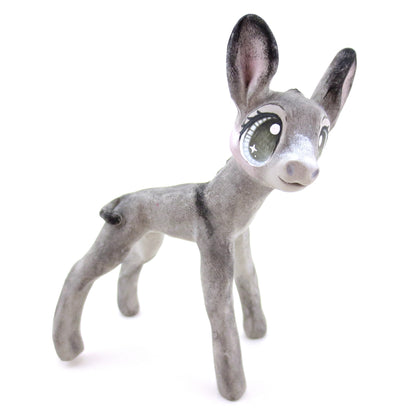 Grey/Blue Eyed Donkey Figurine - Polymer Clay Spring and Easter Animals