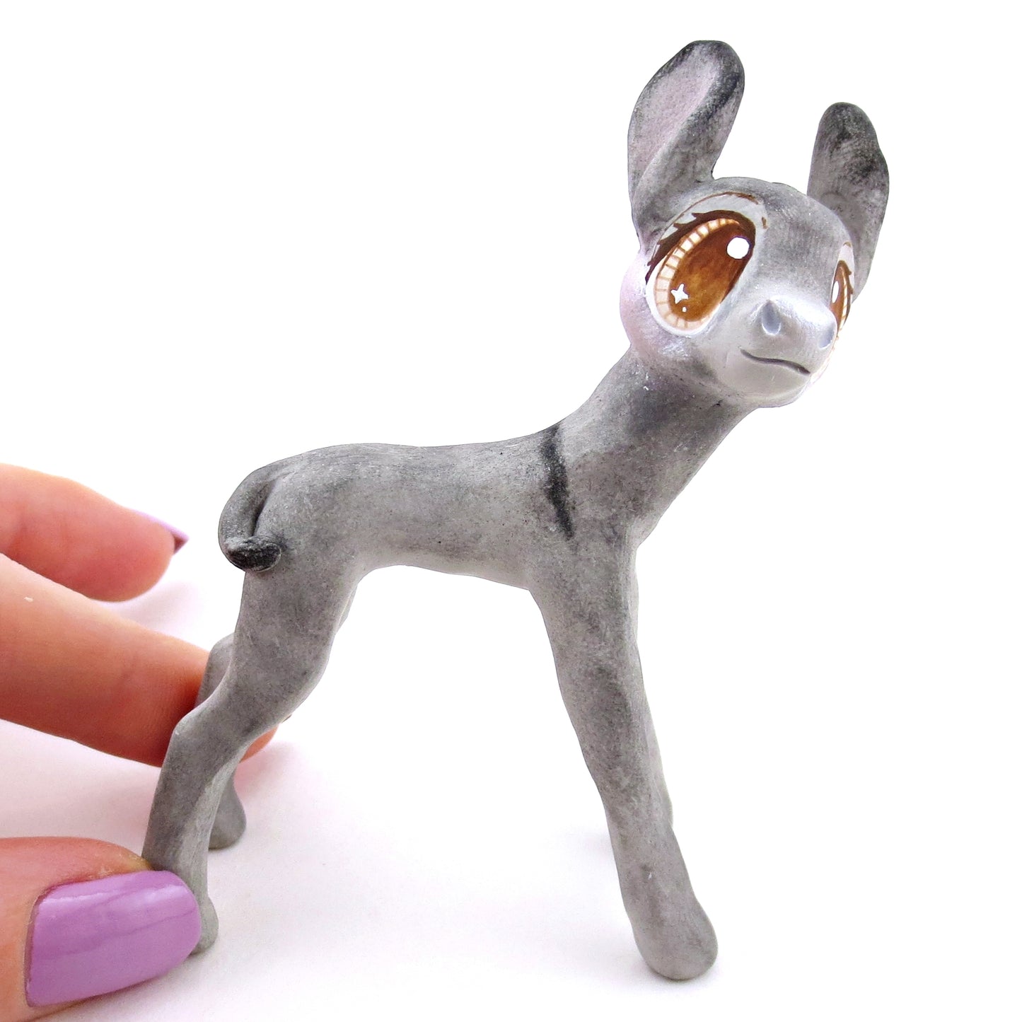 Brown Eyed Donkey Figurine - Polymer Clay Spring and Easter Animals