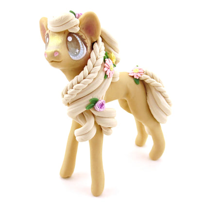 Flower Palomino Pony Figurine - Polymer Clay Spring and Easter Animals