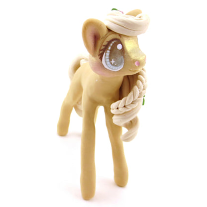 Flower Palomino Pony Figurine - Polymer Clay Spring and Easter Animals