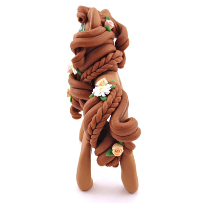 Flower Chestnut Pony Figurine - Polymer Clay Spring and Easter Animals