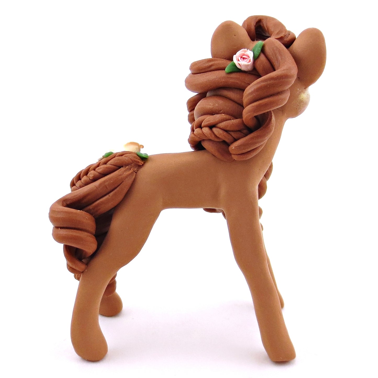 Flower Chestnut Pony Figurine - Polymer Clay Spring and Easter Animals