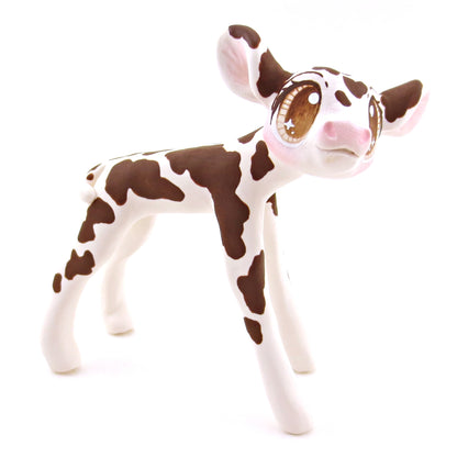 Brown and White Holstein Cow Figurine - Polymer Clay Spring and Easter Animals