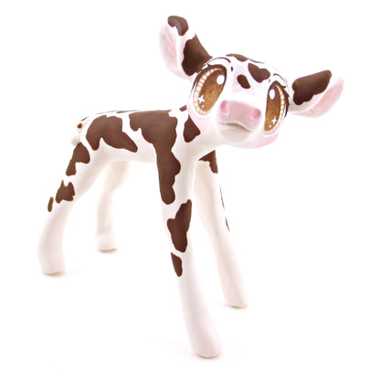 Brown and White Holstein Cow Figurine - Polymer Clay Spring and Easter Animals