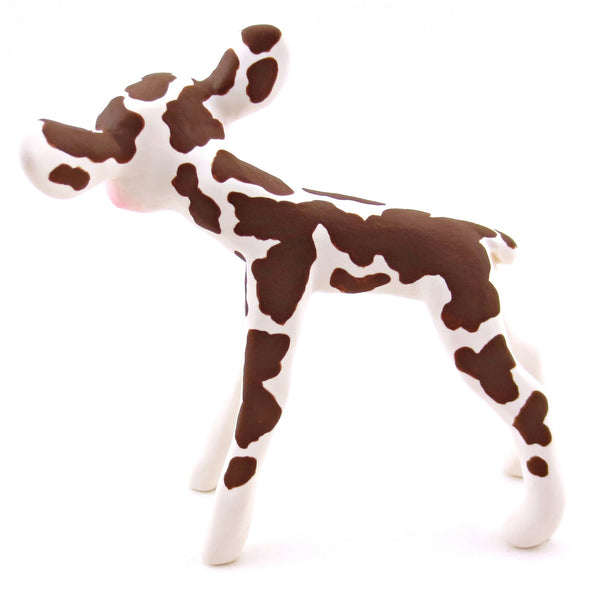 Brown and White Holstein Cow Figurine - Polymer Clay Spring and Easter Animals